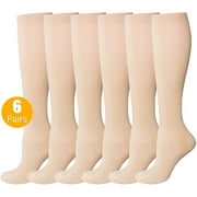 Compression Socks for Women and Men, PUTUO 20-30 mmHg Circulation Compression Stockings, Best for Running, Athletics, Pregnancy, Travel and Daily, 6 Pairs