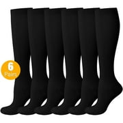 Compression Socks for Women and Men, PUTUO 20-30 mmHg Circulation Compression Stockings, Best for Running, Athletics, Pregnancy, Travel and Daily, 6 Pairs