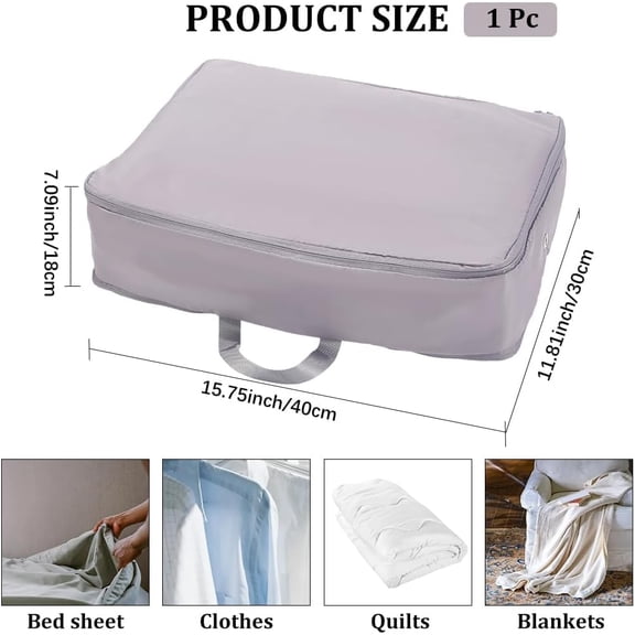 Compression Comforter Storage Bag Ultra Space Saving Compression Bags with Zipper Portable Large Capacity Travel Moving Organizer for Blankets Bedding Sweater Closet Blue 15.8 x 11.8 x 7in
