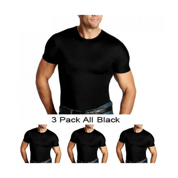 Compression Crew Neck Shirts (Pack of 3) 3PK-Black-Medium