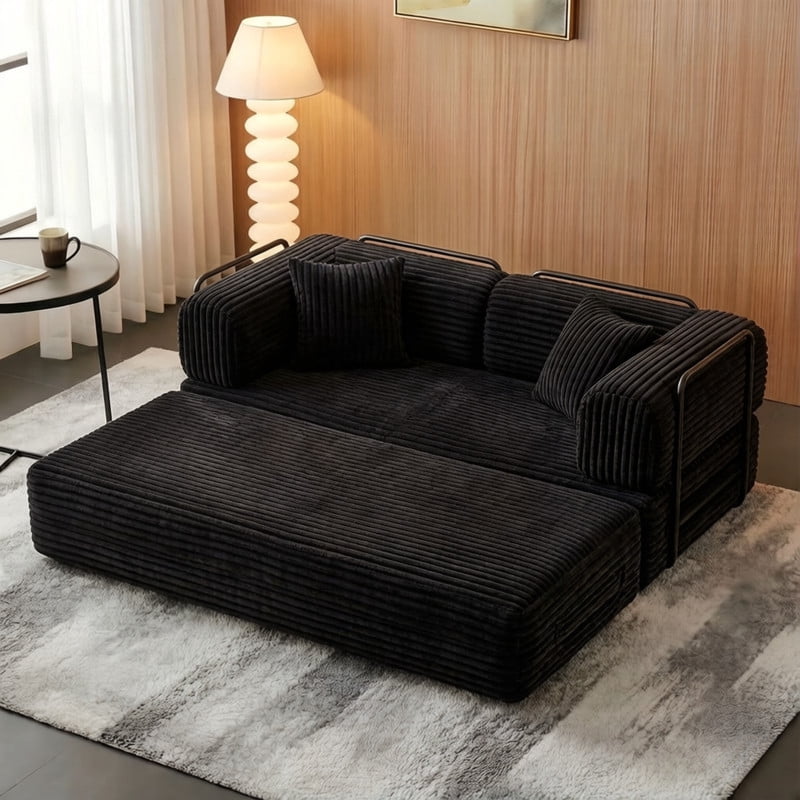Compression Folding Boneless Sofa, Convertible Floor Sleeper Sofa, Futon Couch Bed, Modular Foam Frame Loveseat