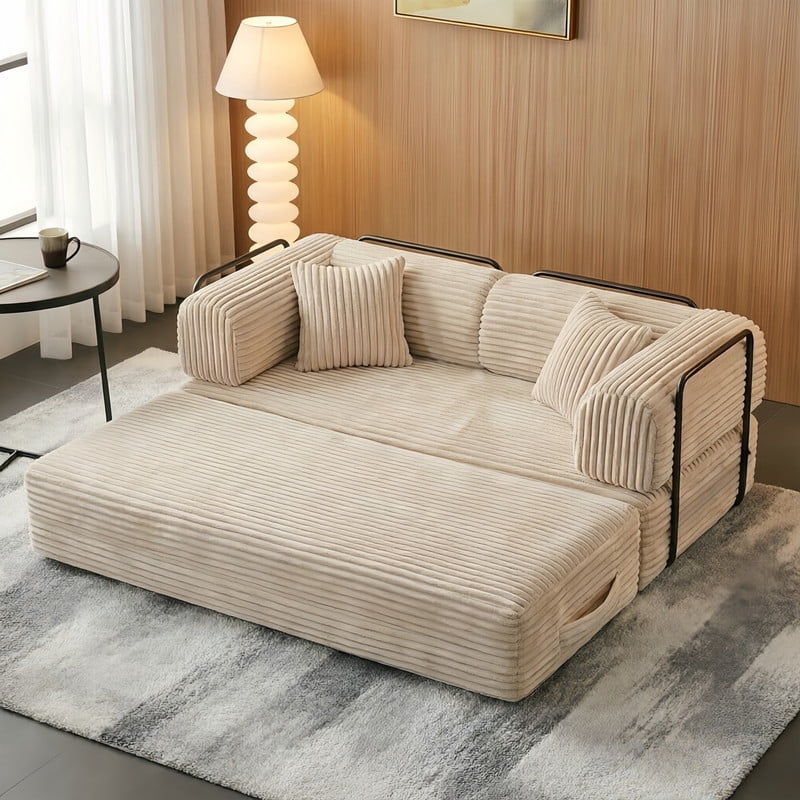 Compression Folding Boneless Sofa, Convertible Floor Sleeper Sofa, Futon Couch Bed, Modular Foam Frame Loveseat
