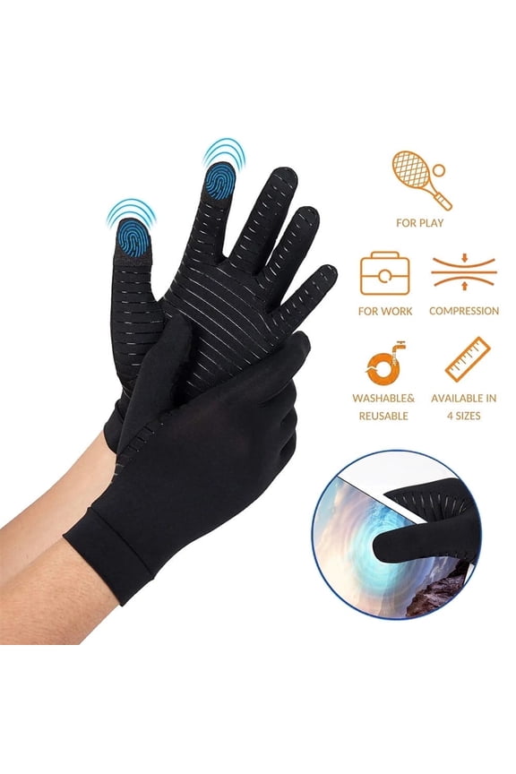 Compression Full Finger Arthritis Gloves Copper Glove with Touch Screen Fingers for Everyday Support Carpal Tunnel Fit for Men & Women