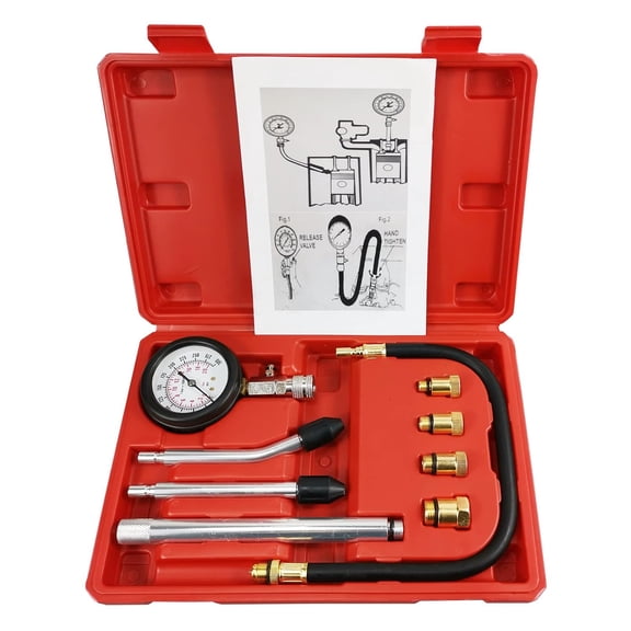 Compression Gauge Test Set 300 PSI Diagnostic Tester for Engine Cylinders with Extension Tube