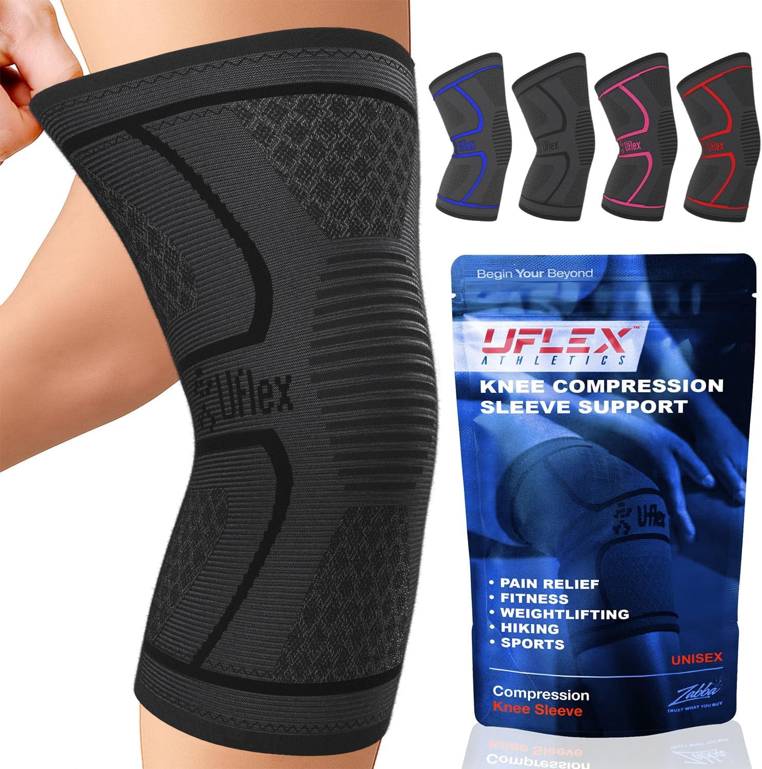 Compression Knee Br for Women & Men Sleeves Support Sports, Running, Weightlifting, Arthritis, Meniscus Tear, ACL, Hiking, Recovery Fitness