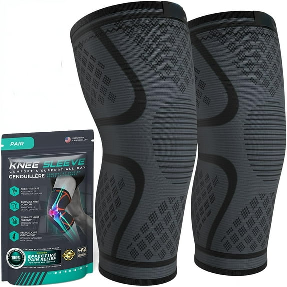 Compression Knee Brace for Women & Men - 2 Pack Knee Brace for Women Running Knee Pain, Knee Support Compression Sleeve, Workout Sports Knee Braces for Meniscus Tear ACL & Arthritis Pain Relief