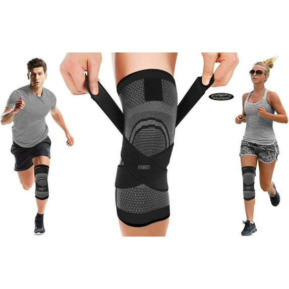 Compression Knee Sleeve Black Medium - Knee Brace for Men & Women Anti-Slip, Power -16.0-17.75 inches- 1