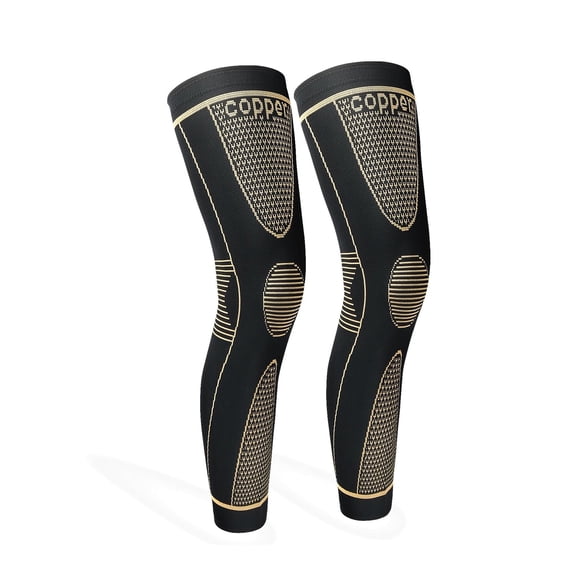 Compression Leg Sleeves - Knee & Calf Support for Running, Arthritis, Joint Pain Relief - Infused Stabilizer Brace for ACL, MCL, Meniscus Tear - for Men & Women (Black, Pair)