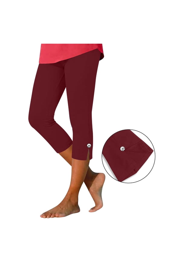 Compression Leggings for Women Elastic High Waist Capris Solid Color Comfortable Casual Yoga Pants Lightweight Summer Capris