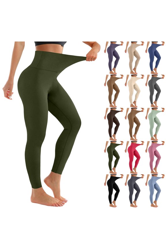Compression Leggings for Women High Waisted No Front Seam Lounge Yoga Legging Workout Tummy Control Gym Yoga Pants Green L