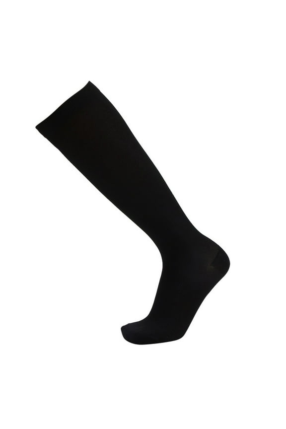Compression Long Socks,Unisex Leg Support Sock,Elastic Sport Sock,Pure Color Elastic Compression Long Socks Breathable Stretch Leg Support Design Comfortable Pressure Sock for Running,Black,L