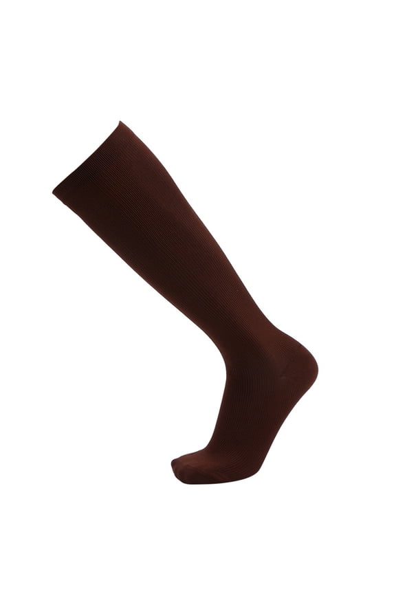 Compression Long Socks,Unisex Leg Support Sock,Elastic Sport Sock,Pure Color Elastic Compression Long Socks Breathable Stretch Leg Support Design Comfortable Pressure Sock for Running,Coffee,S