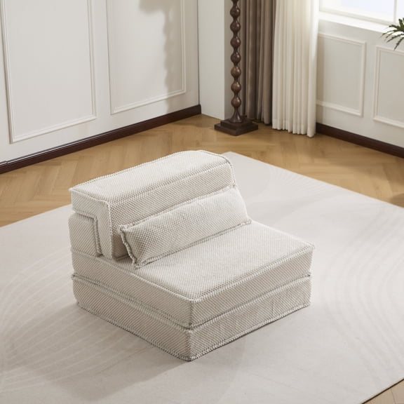 Compression Mahjong Sofa,Convertible Floor Sofa Bed,DIY Boneless Modular Sectional Sofa,No Assembly Required,Circle fleece fabric,Oversized Single