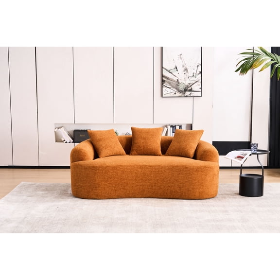 Compression Orange Couch / Breathable Material, Long-lasting Use / Family Room