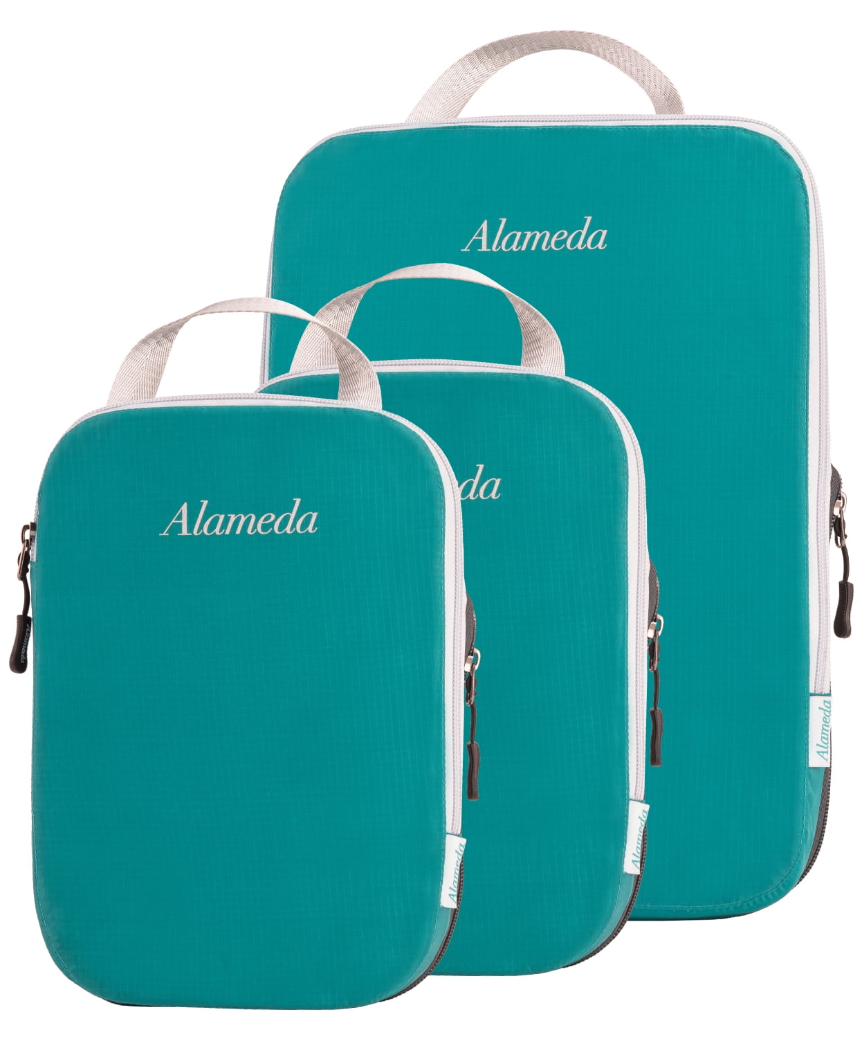  Alameda 4 Set Compression Packing Cubes for Suitcases -  Lightweight Compression Packing Cubes Travel for Backpack Carry-on  Organizer Bags with Shoe Bag Aqua Sky(L+L+S+Shoes bag)