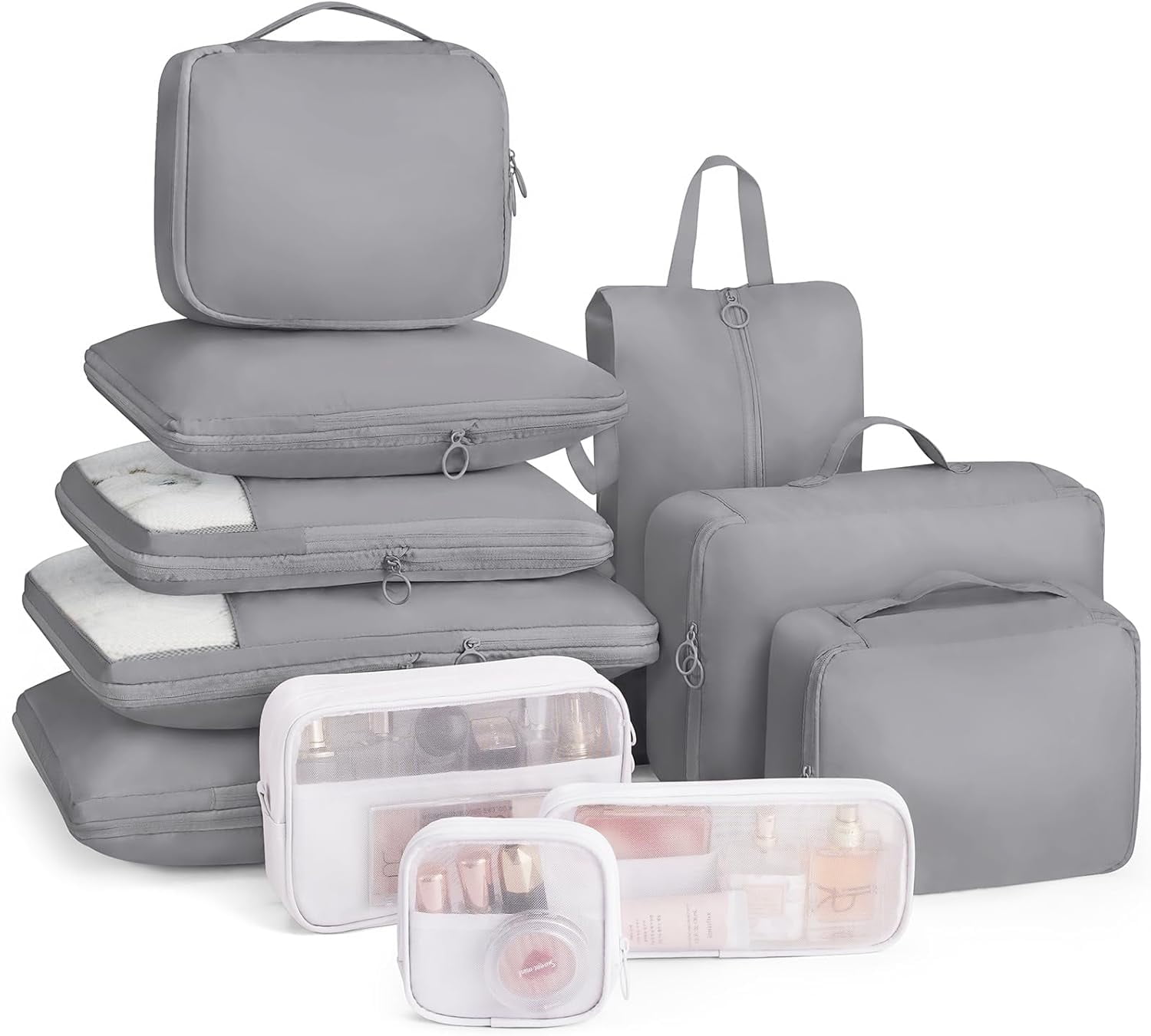 Compression Packing Cubes 11 Set, Suitcase Organizers, Luggage Organizer Bags for Storage, Extendable Packing Cubes for Travel Compression, Travel Essentials