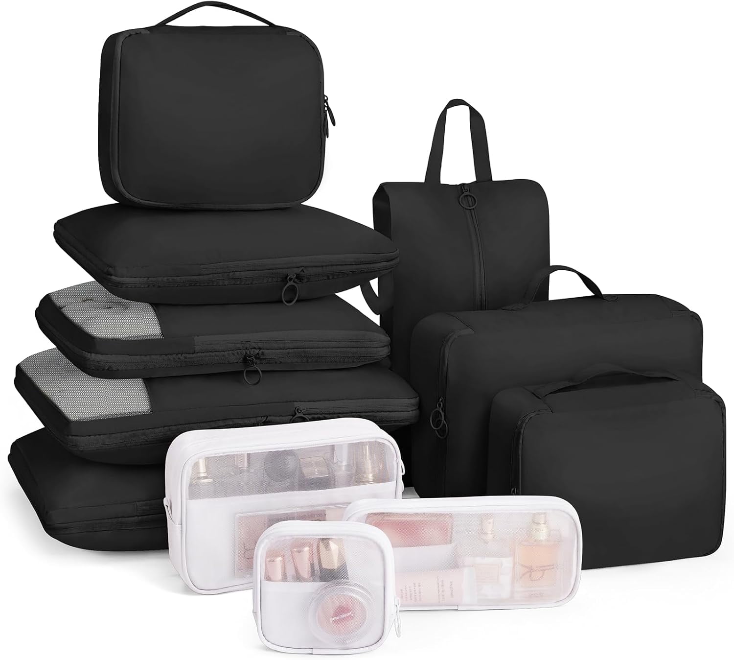 Compression Packing Cubes 11 Set, Suitcase Organizers, Luggage Organizer Bags for Storage, Extendable Packing Cubes for Travel Compression, Travel Essentials