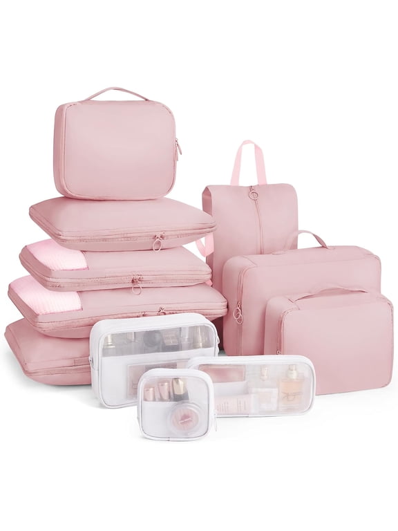 Compression Packing Cubes 11 Set, Suitcase Organizers, Luggage Organizer Bags for Storage, Extendable Packing Cubes for Travel Compression, Travel Essentials