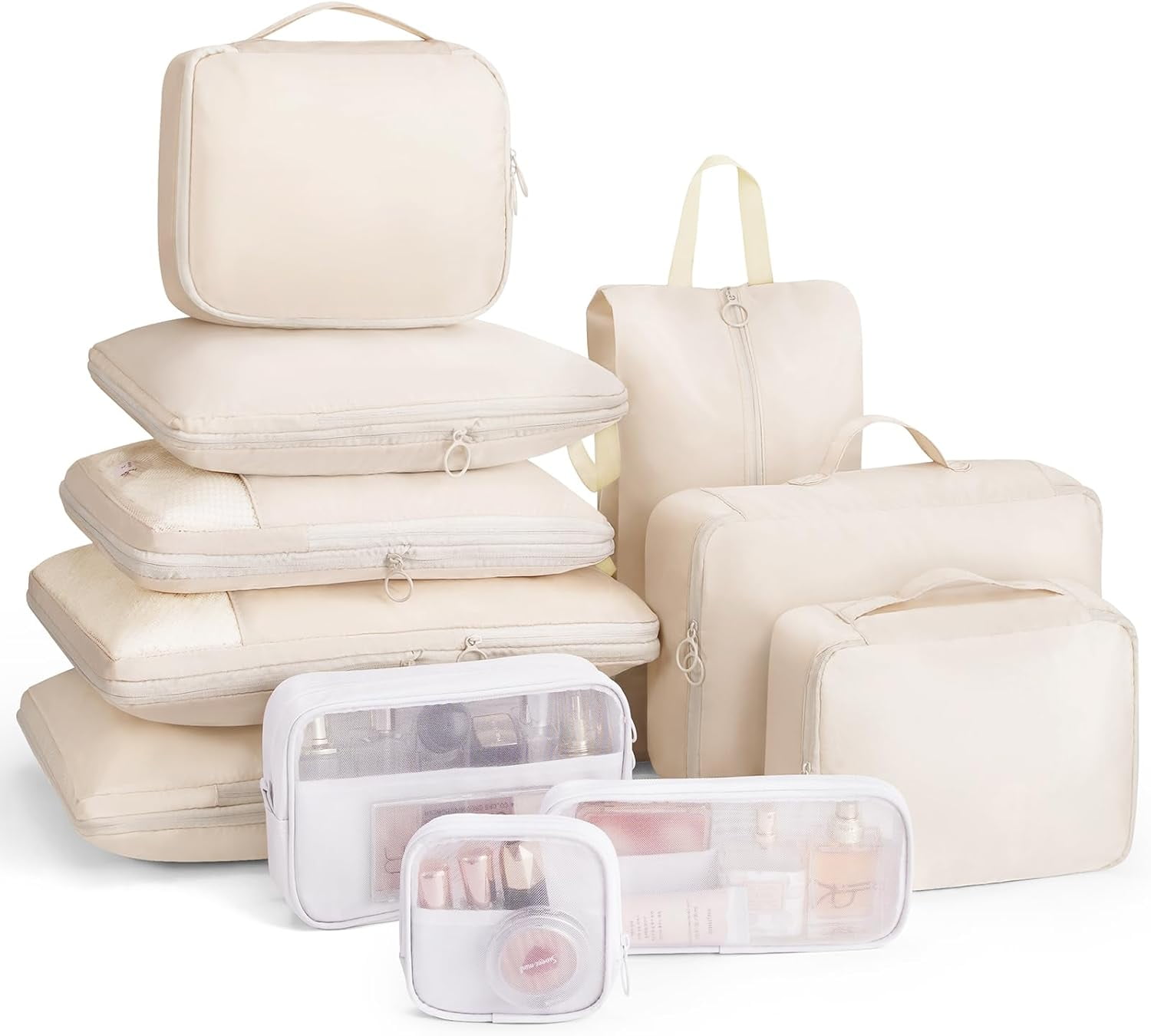 Compression Packing Cubes 11 Set, Suitcase Organizers, Luggage Organizer Bags for Storage, Extendable Packing Cubes for Travel Compression, Travel Essentials