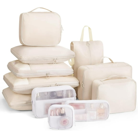Compression Packing Cubes 11 Set, Suitcase Organizers, Luggage Organizer Bags for Storage, Extendable Packing Cubes for Travel Compression, Travel Essentials