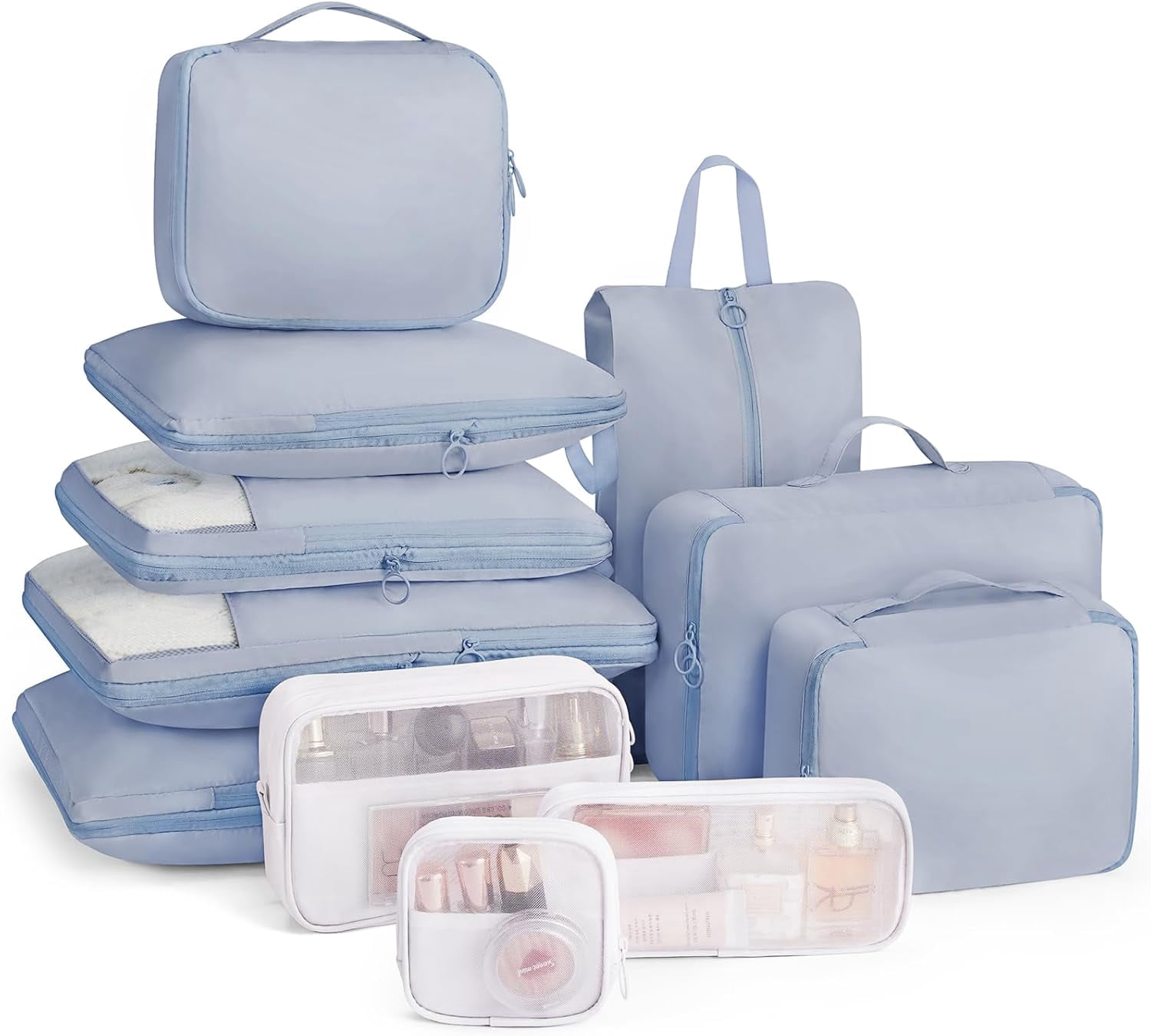 Compression Packing Cubes 11 Set, Suitcase Organizers, Luggage Organizer Bags for Storage, Extendable Packing Cubes for Travel Compression, Travel Essentials