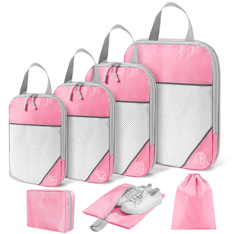 7 Set Compression Packing Cubes, Expandable Packing Organizers for Travel Accessories Luggage Suitcase Backpack