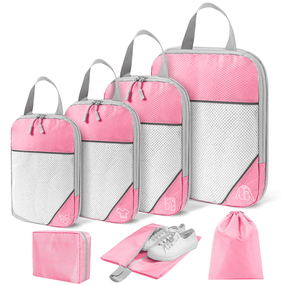 7 Set Compression Packing Cubes, Expandable Packing Organizers for Travel Accessories Luggage Suitcase Backpack