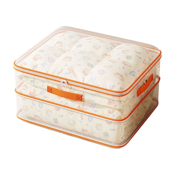 Compression Packing Cubes with Handles, Clear Storage Bags Waterproof Space Saver for Clothes Quilts Blankets, No Vacuum Needed Foldable Home Organizer