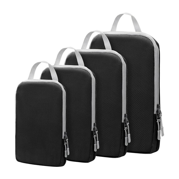 Compression Packing Cubes for Suitcases Travel 4 Set Expandable Travel Bags Organizer for Luggage, Compression Packing Cube Black 35*25*4cm (14*10*1.6 inches)