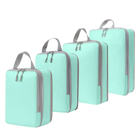 Compression Packing Cubes for Suitcases Travel 4 Set Expandable Travel Bags Organizer for Luggage, Compression Set of 4 Travel Organizer Cubes, Lake Blue