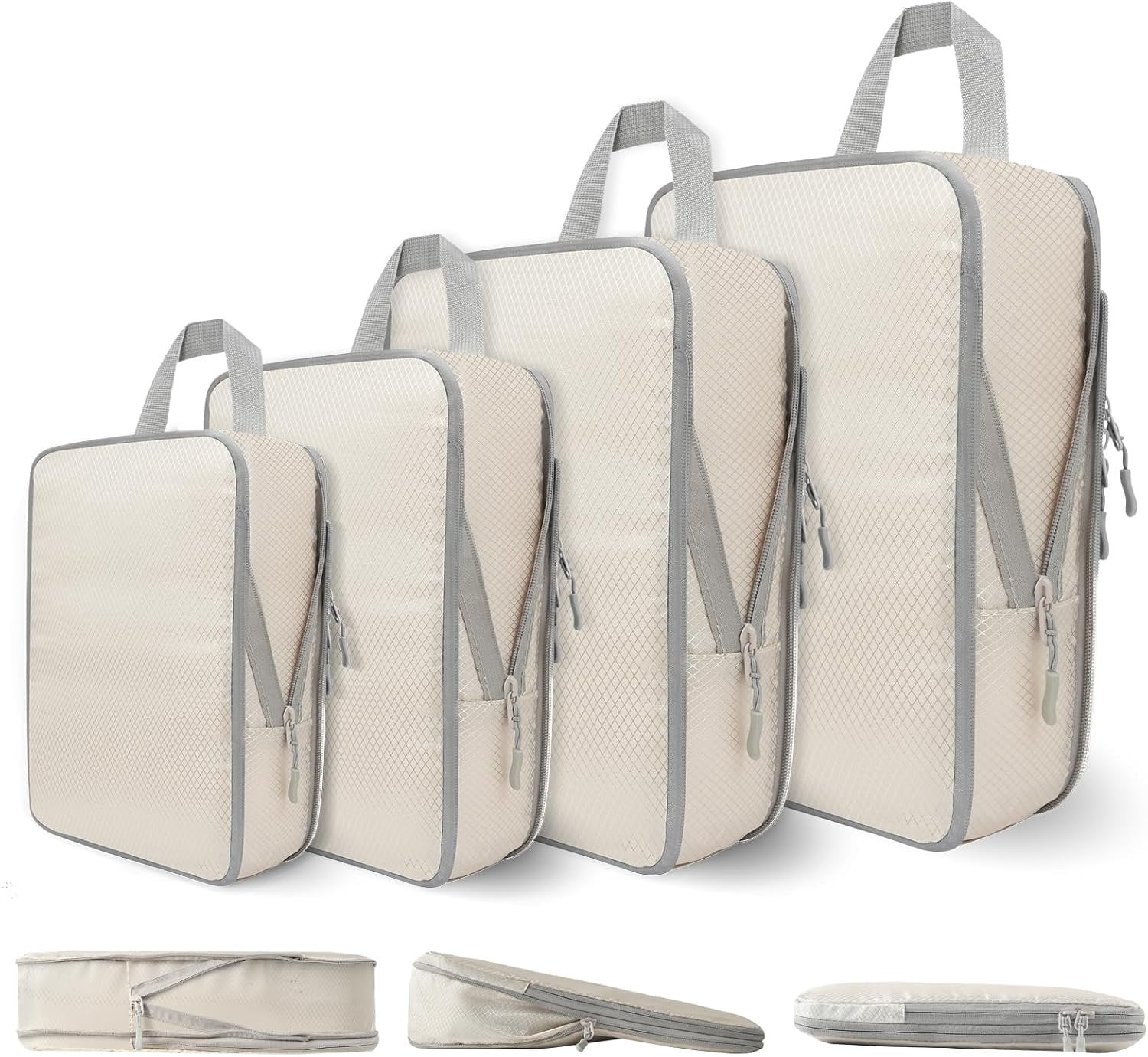 Compression Packing Cubes for Travel, 4 Set Expandable Packing Organizers, Lightweight Luggage Organizer Bags, Travel Essentials for Carry , Handy Helper for Organizing Clothes,
