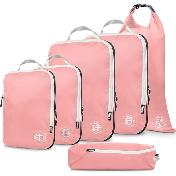 Compression Packing Cubes - Travel Organizers (Dusty Rose) by TRIPPED Travel Gear