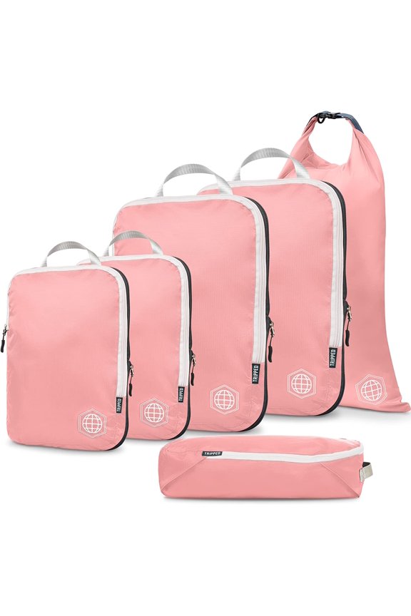 Compression Packing Cubes - Travel Organizers (Dusty Rose) by TRIPPED Travel Gear