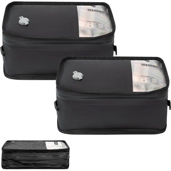 Compression Packing Cubes for Travel, Small Vacuum Bags for Business Trip, 12 Inch Professional IP67 Reusable Packing Cubes, Organizer Bags for Luggage for Women & Men(2 PACK, No Pump)