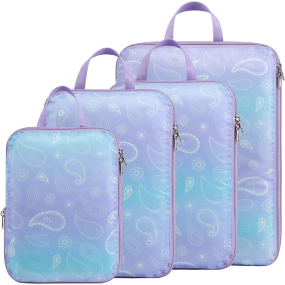 Compression Packing Cubes for Travel Women - Travel Bags Luggage Organizers Travel Essentials Compression Cubes for Travel Carry on Suitcases,Blue Purple Gradient