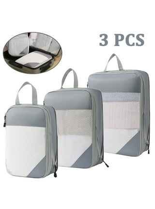 Basics 4 Piece Packing Travel Organizer Cubes Set, Zipper, Large,  Gray