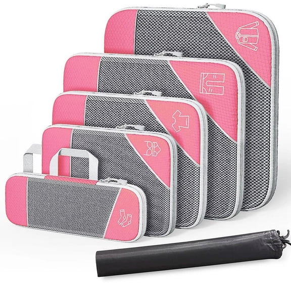 Compression Packing Cubes for Travel, 20% Flatter Clothes, Dual-Zipper System, Fits 22\