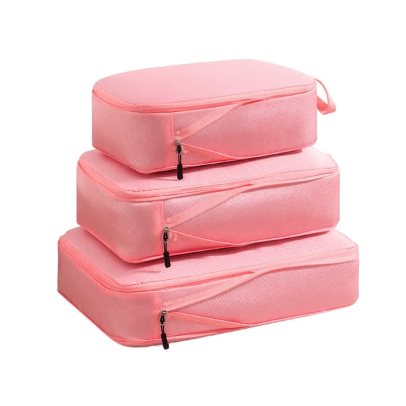 Compression Packing Cubes for Travel 3 Piece Pink Set Travel Storage Bags for Luggage Organizers for Clothes, Great Travel Gift