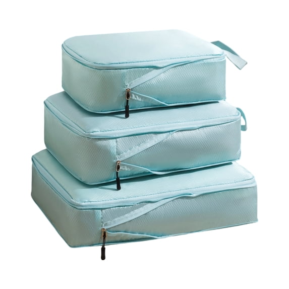 Compression Packing Cubes for Travel | 3 Piece Set Light Blue Travel Storage Bags for Luggage | Packing Organizers for Luggage for Trips and Gifting