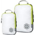 thumbnail image 1 of Compression Packing Cubes for Travel - Luggage and Backpack Organizer Packaging Cubes for Clothes (White and Green, 2 Piece Set), 1 of 9