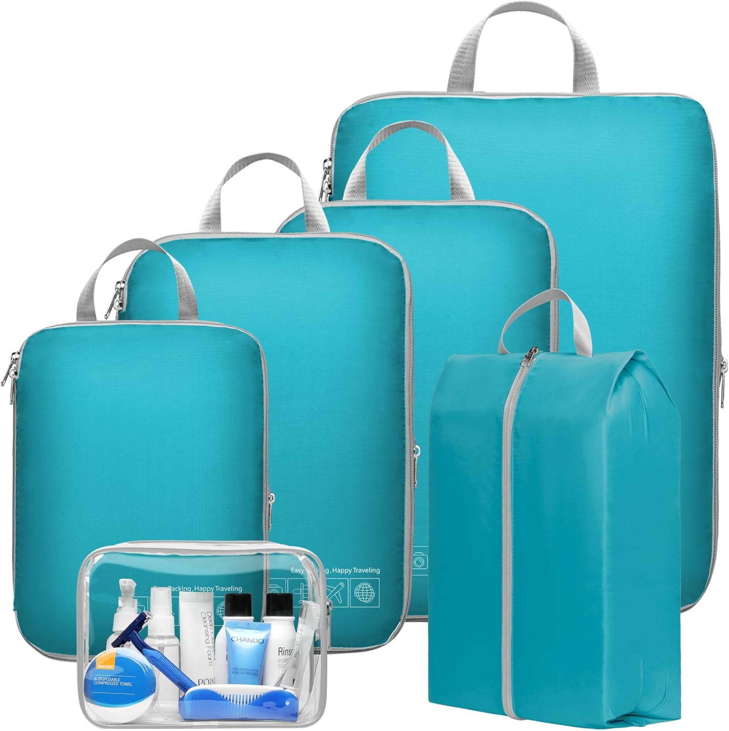 Compression Packing Cubes for Travel Women - Lightweight Luggage Organizers Bag Packing Cubes for Carry on Suitcases
