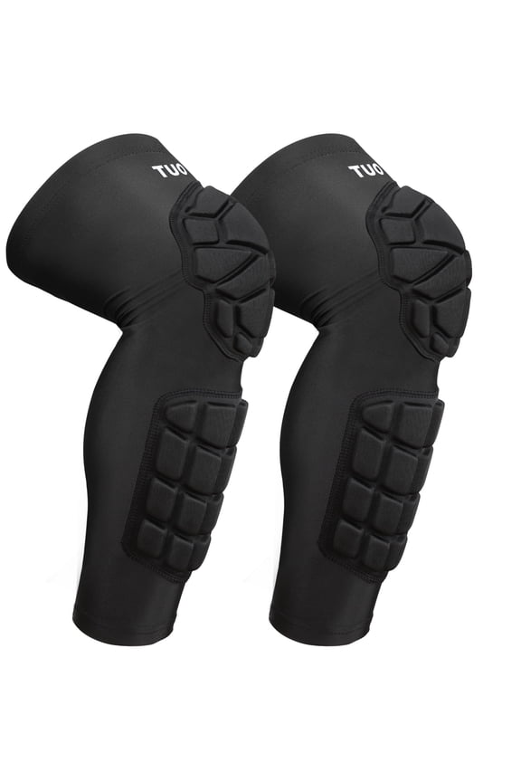 Compression Knee Pads Protector Volleyball Knee Pads & Wrestling Knee Pads for Sports, Basketball, Gym Workout - Adult & Youth Size (Black, 1 Pair)