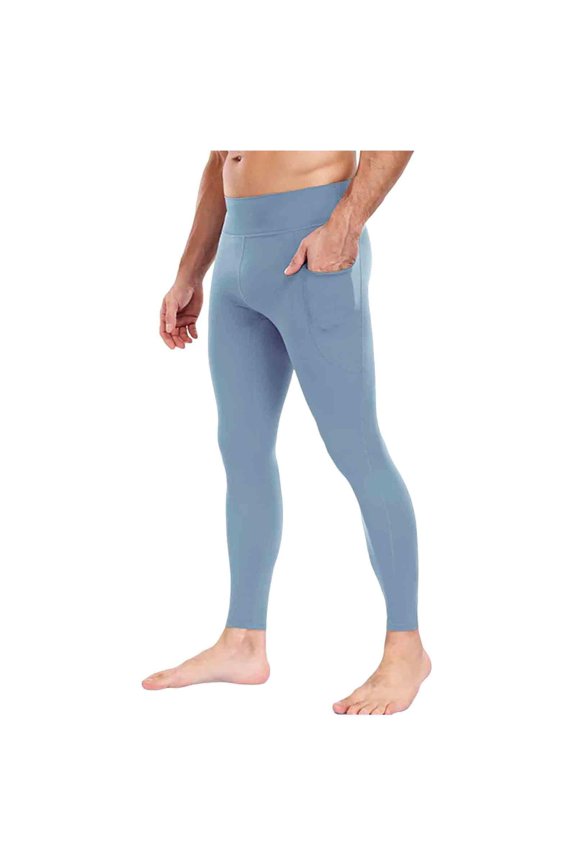 Compression Pants Men Cool Dry Base Layer Leggings with Side Pockets for Running Jogger Cycling Yoga