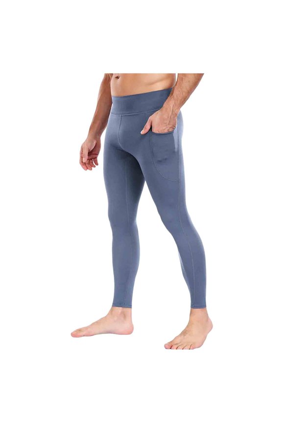 Compression Pants Men Cool Dry Base Layer Leggings with Side Pockets for Running Jogger Cycling Yoga