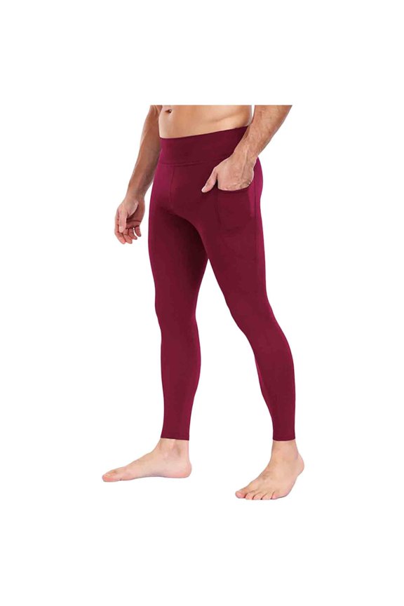 Compression Pants Men Cool Dry Base Layer Leggings with Side Pockets for Running Jogger Cycling Yoga