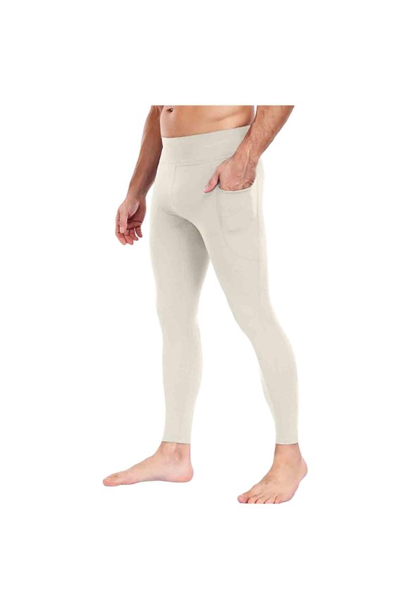 Compression Pants Men Cool Dry Base Layer Leggings with Side Pockets for Running Jogger Cycling Yoga