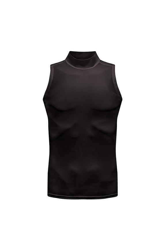 Compression Quick Dry Tank Top for Men Slimming Sleeveless Mock Turtleneck Blouse Athletic Mucle Tee Shirts