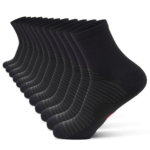 Compression Running Ankle Socks for Men and Women (6 Pairs), Quarter Athletic Socks for Running, Cycling, Golf, Work