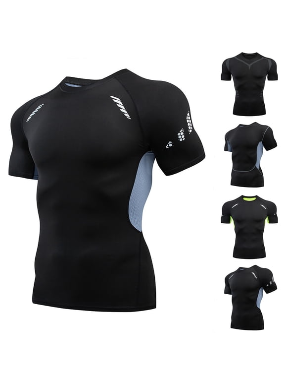 Compression Shirt Men Athletic Compression Tops Cool Dry Workout T Shirt Rash Guard Base Layer Undershirt