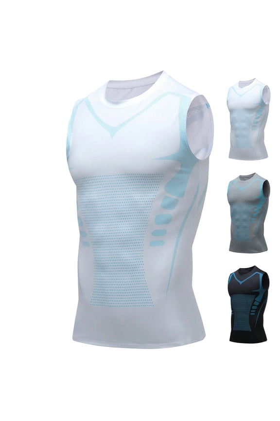Compression Shirt Men Compression Shaping Shirt Tank Men Quick-Drying Wicking Breathable Sleeveless Shirt,White